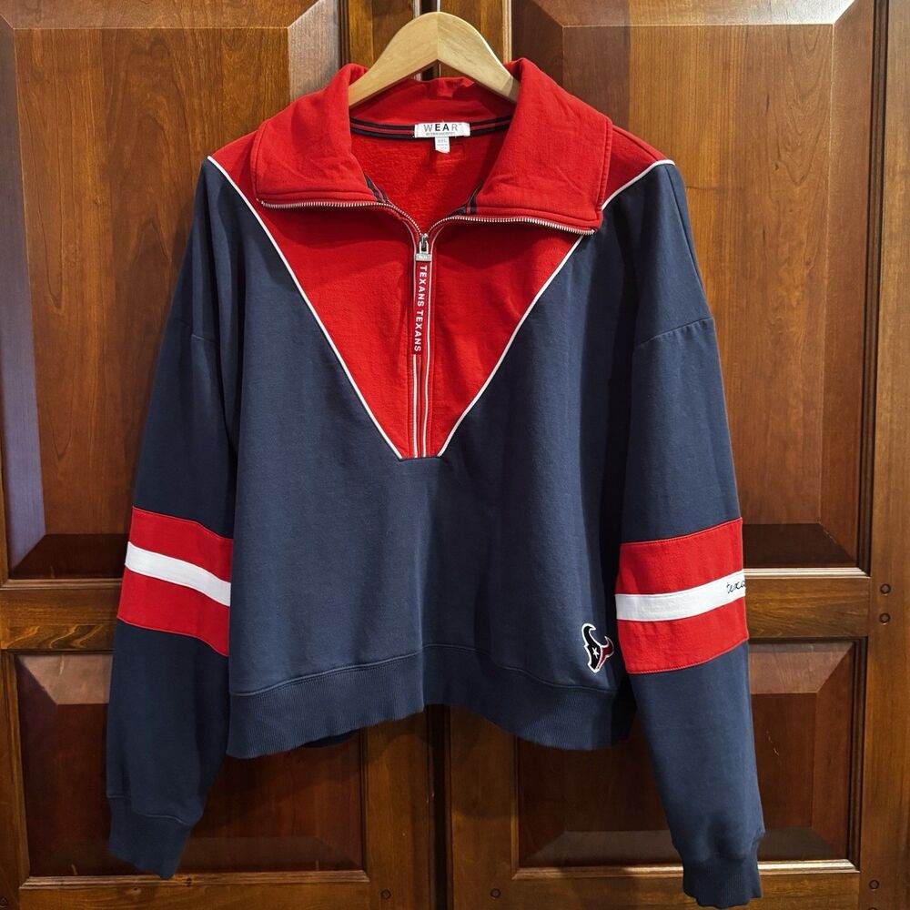 Women's WEAR By Erin Andrews Navy Houston Texans Half-Zip Jacket XXL - Picture 2 of 10